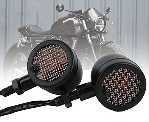 BIKING Lámpara de señal de giro para motocicleta, 2 uds., Luz de señal de giro LED para motocicleta, 12 V, luz amarilla vintage, modificación de carcasa negra, Universal