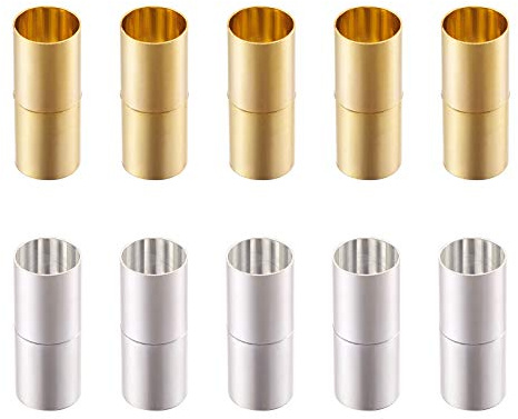 PandaHall - Juego de 10 cierres magnéticos de latón para joyería, tapas de cordón magnético dorado y plateado para hacer pulseras, collares y joyas