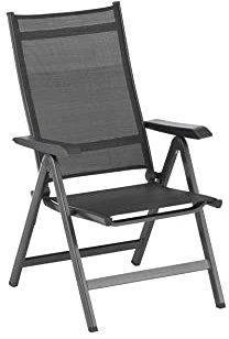 KETTLER Basic Plus Multipositionssessel – Gartenstuhl Hochlehner verstellbar – wetterfester Gartensessel aus Aluminium & Outdoorgewebe – anthrazit/anthrazit