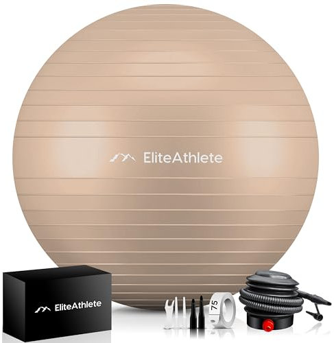 EliteAthlete Gymnastikball Sitzball Büro ergonomisch mit Anti Burst System - Fitness Pilates Schwangerschaft - Schwangerschaftsball Fitnessball Yogaball - Yoga Ball 85cm inkl. Luftpumpe