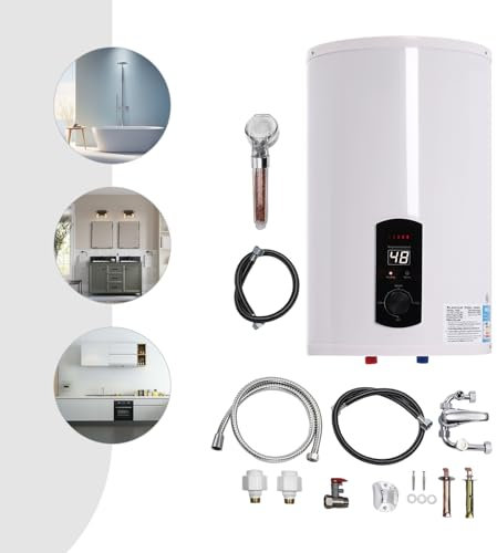 Calentador eléctrico de agua caliente de 80 L, 100 L, 120 L, 220 V, 2000 W, con pantalla LED, para cocina, jardín, baño, caravana (50 L)