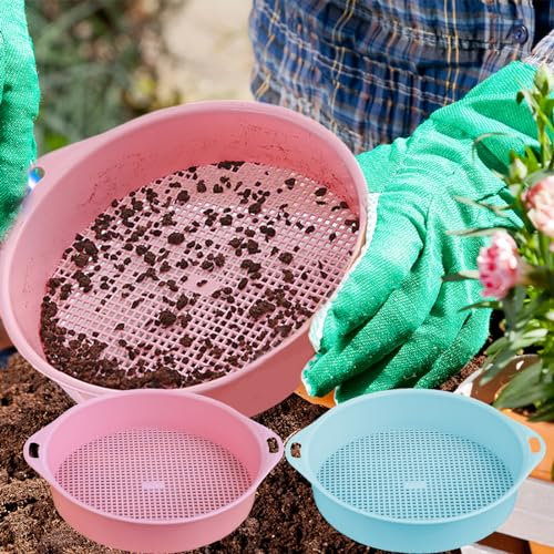 liuer 2PCS Tamiz de Jardín de Plástico,Tamiz de Suelo Tamiz de Arena de Bandeja Criba de Tierra para Semillas,Tierra,Compost,Piedras,Hierbas,Grava