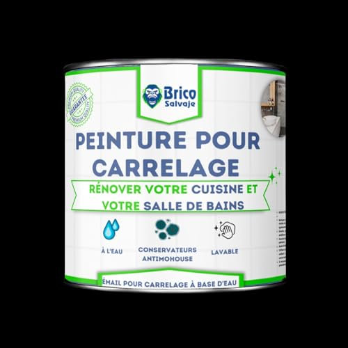 BRICOSALVAJE Pintura para Azulejos Cocina y Baño al Agua SATINADO | Sin Imprimación | Lavable | Gran dureza (Negro Ébano, 750 ML)