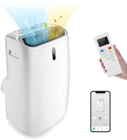 SOARS Condizionatore Portatile 14000 BTU, 4 in 1 Raffrescator & Riscaldamento & Deumidificazione & Ventilatore, con Tubo di Scarico, Telecomando/Applicazione, Timer 24H (14000BTU 4,1 kW)