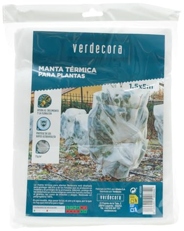 verdecora Manta Térmica 17g 1.5x5m | Protección Ligera contra Heladas y Frío para Plantas | Ideal para Huertos y Jardines | Material Transpirable y Resistente