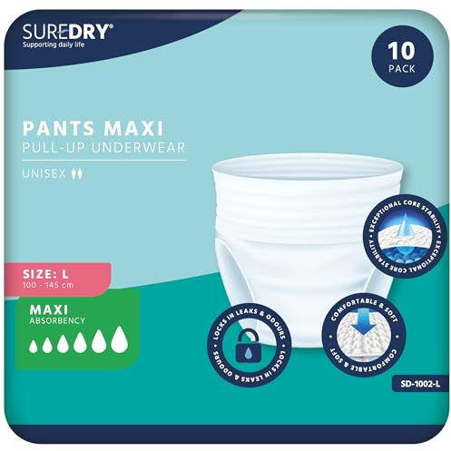 SureDry Unisex Pants Maxi - Size Large - Adult Disposable Protective Pull Up Pants for Heavy Incontinence (2)