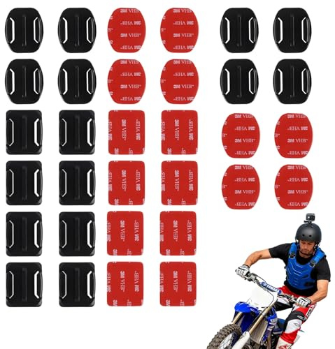 EceoThsy Compatibilidad Soportes Adhesivos para,32 Pegatinas Planas Y Curvas con Adhesivo, Compatibles con Hero 13/12/11/10/9/8/7/6/5/4/3, para Casco Y Deportes De Acción, Accesorios Camara Deportiva