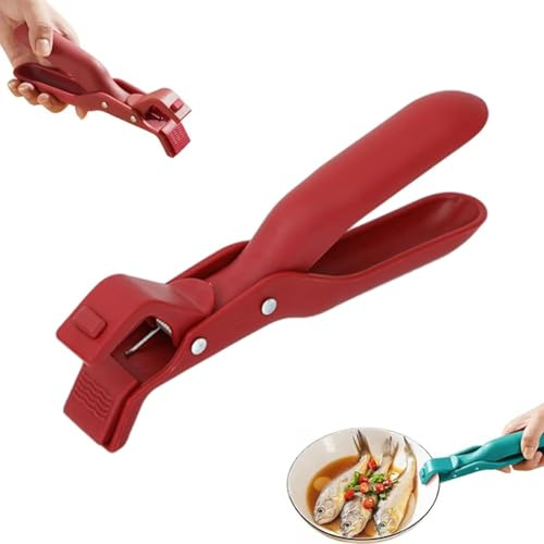 2025 Clip Multiusos para Aoporte de Cuenco Antiescaldaduras para Cocina, Pinzas Silicona Antideslizante, para Freidora de Aire Caliente para Mover Placas de Cocción y Cuencos (Rojo)
