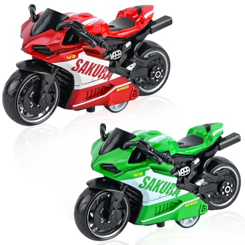 CDLIZW Motorrad Spielzeug,2 PCS Friktion & beweglicher Fahrer-Figur,motorrads Modell spielzeugs Mini Moto Geschenk,Spielzeug-Motorrad für Jugendliche Weihnachten GeburtstagParty Geschenke