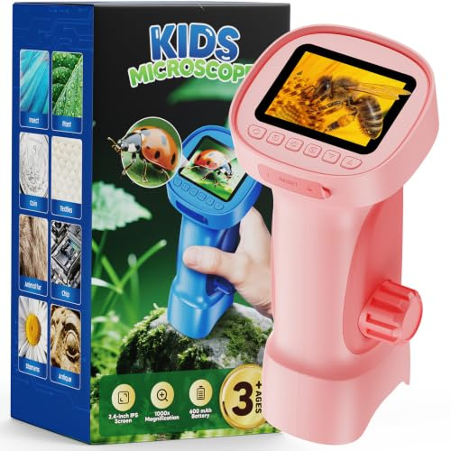 ASPOVEN Mmicroscope for Kids 1000X with Screen, Photo, Video Functions