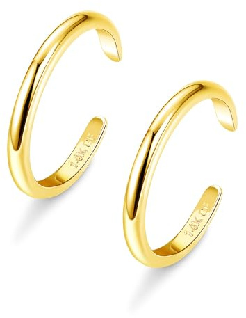 Roheafer Damtåring i 14K guld fläckig justerbar ring med öppen tå, enkel och elegant remsa, strandfotssmycken för sommaren