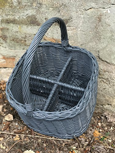 Botella cesta oscuro gris lacado, para 4 botellas de mimbre.. extra estable..