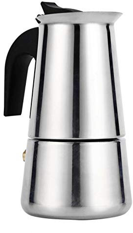 ciciglow Herdplatte Edelstahl Espressokocher Mokkakanne Kaffeemaschine 4 Typ 100/200/300/450ml Verschiedene Größen Cappuccino Maker Klassischer Ganzkörperkocher Cafe Maker Maschine (100ml)