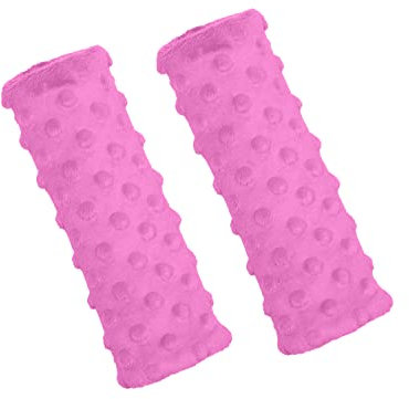 Balbina 2 Stück Gurtpolster Auto, Schulterpolster Erwachsene Kinder, Babyschale einsetzbar als Schoner für Kinderwagen Rucksäcke, Minky-Stoff, universal 7 x 21 cm, Fuchsie