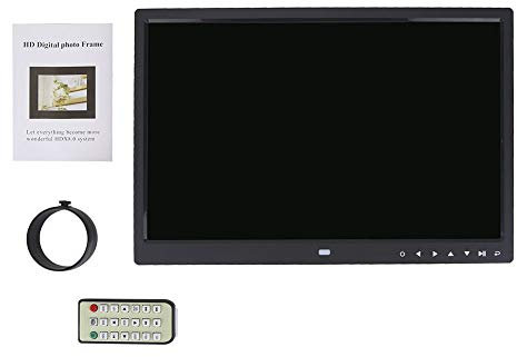 Digitaler Bilderrahmen 15 Zoll, Digitaler Bilderrahmen Groß, Digitaler Kalender, Digitale Bilderrahmen, 15 1280 * 800 HD Bildschirm Digitaler Foto-Rahmen Video-Player Wecker Film-Player (Schwarz)
