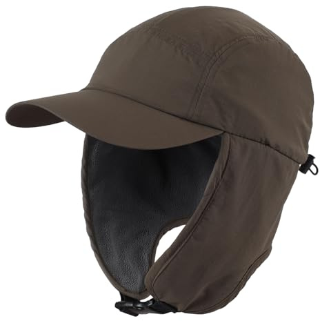 Decentron Cappello invernale da uomo con tesa in pile paraorecchie cappello da baseball, Verde militare, Taglia unica
