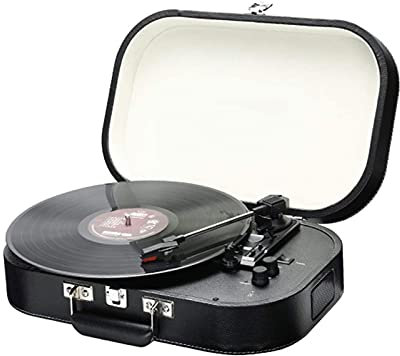 UQACHG Tocadiscos portátil Bluetooth de 3 velocidades con Altavoces Integrados, diseño de Hebilla de Metal, Conector para Auriculares de 3,5 mm, Tocadiscos de Vinilo para famili