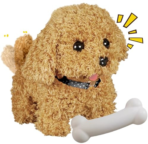 YOUYIKE Hund Spielzeug Kinder, Plüschtier Spielzeug Hund der Läuft und Bellt, Ostergeschenke Interaktives Plüschtier mit Gehen, Bellen, Schwanzwedeln fur Kinder Spielzeug