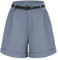 Belle Poque Women's Casual Shorts Cotton Shorts High Waist with Belt Elasticated Waist Turned Up Hem Summer Shorts Relaxed A-Line Fit Breathable Grey Blue M