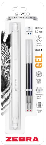 Zebra Pen G-750 Pearl White Retractable Gel Pen, Black Ink, 0.7mm, 1-Pack