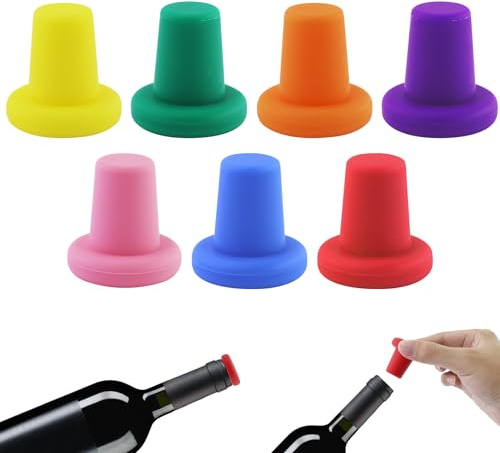 7Pz Tappi a Corona In Silicone,Tappi Bottiglie Riutilizzabili,Wine Stoppers Per 1,8-2,2cm,Diametro Interno Della Bocca,Tappo Per Bottiglie Vino Sughero