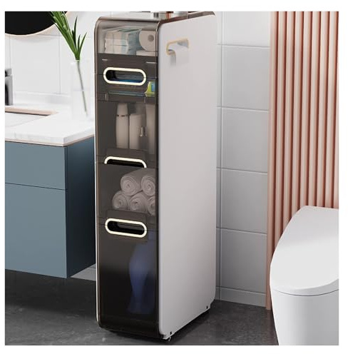 Carrello da bagno sottile con 5 ripiani, per carta igienica e articoli da toeletta, ideale per piccoli bagni, lavanderie e spazi abitativi