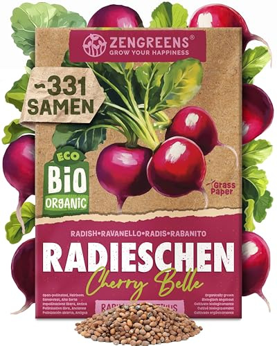 ZenGreens® - Bio Radieschen Samen (Cherry Belle) - Radieschensamen - Gemüsesamen für den einfachen Anbau im Garten, Balkon oder Hochbeet - Gemüse Saatgut