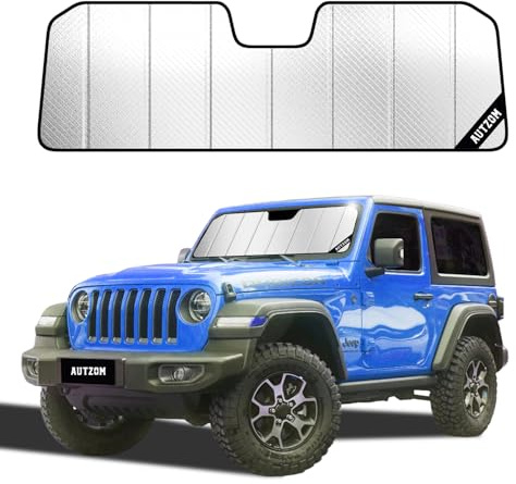 Windshield Sun Shade for Jeep Wrangler 2018-2026, Gladiator 2020-2026, Custom-fit Windshield Cover, Protect Dashboard, Foldable Car Window Shades – Wrangler & Gladiator Accessories
