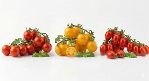 Set Semi Pomodoro | Pomodorini Ciliegia, Pomodoro Ponderosa Giallo e Pomodoro Datterino | 3 Bustine con molteplici semi | Semi Ortaggi per Orto, Giardino e Balcone | Alta Germinazione