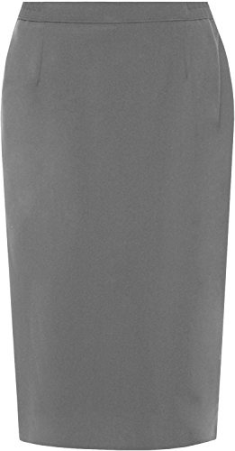 WearAll Womens Plus Lined Dark Grey Slit Pencil Skirt Office Work Formal Lined - Dark Grey - 14