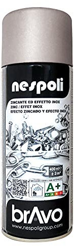 Nespoli Pintura en Spray, Color Acero Inox, Efecto Inoxidable, 400 ml, Acabado Profesional
