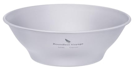 iBasingo Bol en Titane Assiette Bol Ultraléger à Paroi Simple Plat Vaisselle de Camping en Plein Air Ustensiles de Cuisine avec Sac de Transport Ti15164BI