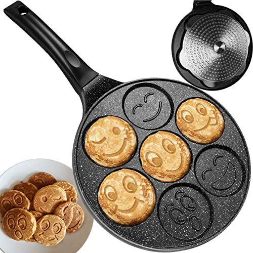 Ruhhy SMILEY Lot de 7 poêles à pancake, antiadhésives, pour œufs, crêpes et œufs au plat, convient à l'induction, sans PFOA, pour enfants