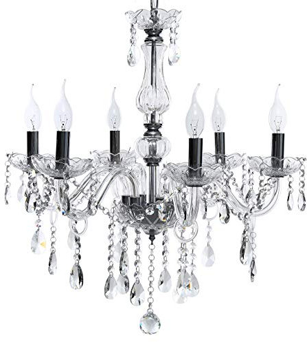 Ridgeyard Candelabros de techo moderno araña de cristal K9 lámpara de techo para sala de estar, dormitorio, pasillo, entrada, 6 luces, color claro