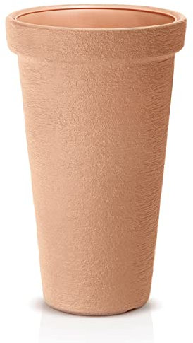 IMJ-Global Vase à fleurs plantes rond classique tour décoratif en plastique, hauteur 50 cm pour intérieur extérieur Ø30 cm Couleur terre cuite, design moderne, 20 litres