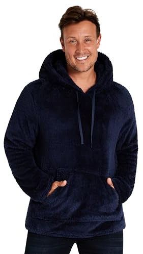 CityComfort Pull Homme Pilou Pilou Sweat Homme à Capuche en Polaire Peluche Sweat Moumoute Fourrure Tailles Adulte Ado du M au 3XL (Bleu, XL)