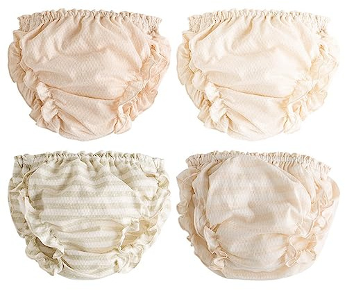 AOOPOO 4 Pack Toddler Underwear for Baby Girls Cotton Ruffle Bloomer Toddlers Shorts Panties Kids Diaper Cover