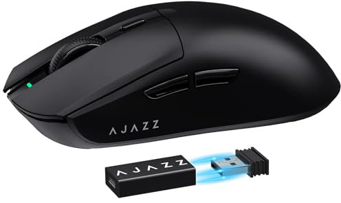 MAMBASNAKE AJAZZ AJ139PRO Superlight Kabellose Gaming-Maus, 59g Ultraleicht Esports Mouse, 26,000DPI, PAW3395 Sensor, 2.4G/Kabelgebunden, PTFE Feet, Bis zu 300 Std. Akku, G502, PC/Xbox/PS, Schwarz