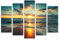 AREDE Set di 5 Stampe da Parete Quadri Moderni Decorazioni da Muro per Casa Soggiorno Camera da Letto e Cucina Bellissimo tramonto nell'oceano| 120 x 80 cm | Pronto da appendere