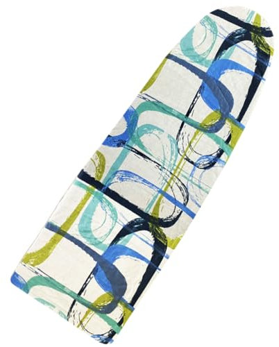 VIRSUS Copriasse da Stiro Universale 315, Misura 140x47 cm, Telo 100% Cotone con Elastico per aderenza Perfetta all'Asse, Resistente Fino a 200°, Made in Italy (Fantasia Blu e Verde)