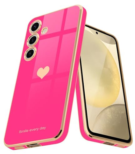 Teageo Funda para Samsung Galaxy S24 5G para mujeres y niñas, diseño de corazón de amor, cubierta trasera suave, protección completa de la cámara, parachoques de silicona a prueba de golpes, para