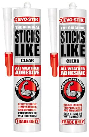 2 x EVO-STIK Stick Like All Weather Adhesive - Clear 290ml