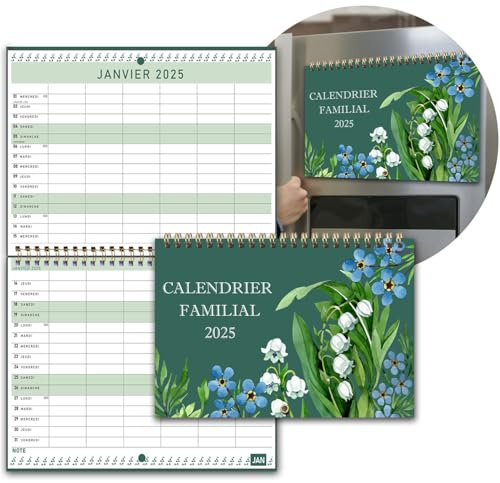 Calendrier Familial Mural/Frigo 2025 2026(18 Mois) 32 x 22cm, Calendrier Magnétique Frigo Jan.2025 - Jui.2026, Organisateur Planning Familial, Planificateur Mensuel, Bureau et Maison