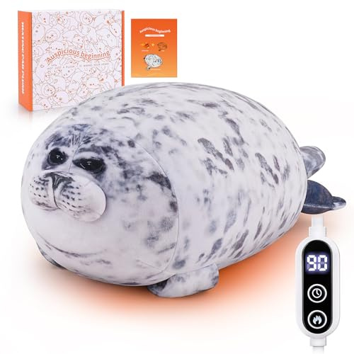 Electric Heating Pad for Period Cramps, Cuddly Soft 14 Seal Plush with a Hot Soft Belly USB Powered, Menstrual Heating Pad Neck Shoulder Pain Relief, Gift for Daughter Wife Period Heating Pad