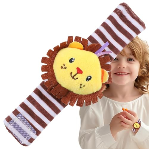 Hochets Poignet Bébé – Flanelle 16x6x3cm | Jouet Poignet Pied Nouveau-né | Hochet Clochette Motif Animal | Bracelet Éducatif Pour Bébés, Garçons, Filles & Cadeau