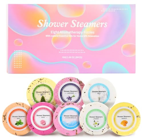 8 Pcs Shower Steamers Aromatherapy Bath Bombs SPA Self Care, Birthday Gifts for Women Small Relaxation Thank You Gifts for Women Men Mum, Christmas Stocking Fillers Stuffers for Teen Girls