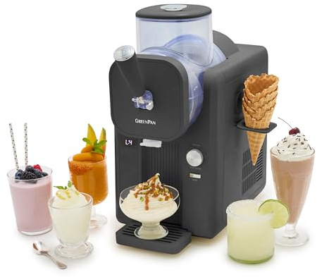 GreenPan Frost Gelatiera e Macchina Slushy, Gelato Soft Sorbetti Milkshake Frozen Yogurt, Senza Precongelamento, Pronta in 15 Min, 15-in-1, 6 Modalità, 7 Texture, Autopulente, Bianco