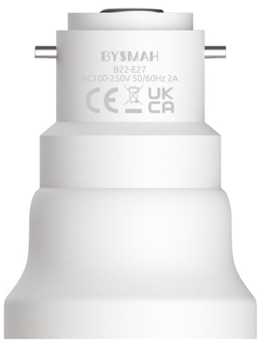 BYSMAH B22 to E27 Adapter, Bayonet to Screw Bulb Adaptor 1 | for Ceiling Fan Light, Light Adaptor Fitting, BC to ES Lamp Base Socket Converter, for LED and Incandescent and CFL Bulbs