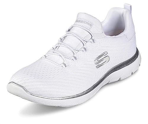 Skechers Damen Summits Fast Attraction Sneakers, White Mesh Silver Trim, 39 EU