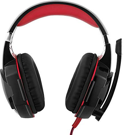 Uten Casque Gamer Filaire Casque Gaming Rouge Surround Basse 3.5mm avec Microphone Flexible Repliable LED Lampe pour Xbox, Switch, PS4, PS5